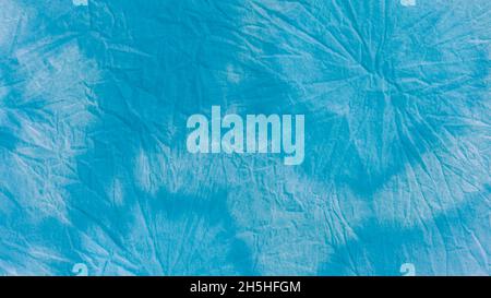 Tie Dye Batik Texture. Blue Teal Abstract Circle. Floral Round. Ink Paint Wallpaper. Vintage Wrinkled Paper. Tie Dye Print Shibori. Floral Circle. Abs Stock Photo