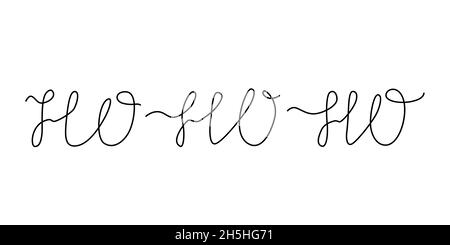 Ho Ho Ho - lettering Christmas and New Year holiday calligraphy phrase. Drawing one line, in continuous line drawing style. Vector illustration Stock Vector