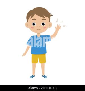 Cute boy kid. Funny child isolated on white background Stock Vector