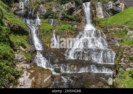 Waterfall at the Saint Beatus Caves, Beatenberg, Bernese Oberland, Switzerland Stock Photo