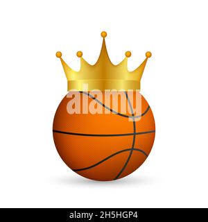 Basketball Ball in Golden Royal Crown, king of sport. Vector stock illustration. Stock Vector