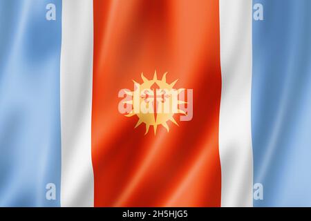 Santiago Del Estero province flag, Argentina waving banner collection. 3D illustration Stock Photo