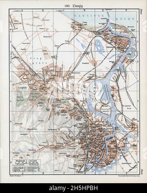 Gdansk Map, Map of Gdansk, Gdańsk Map, Gdansk Poster, Danzig Map, Map of Danzig, Danzig Poster, Gdansk Plan, Poland Map, Map of Poland, Poland Print Stock Photo