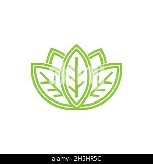 vector design. logo created from line art of tea leaf concept design. Stock Vector