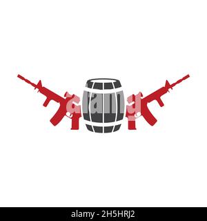 vector design. logo created from two gun and barrel logo Stock Vector