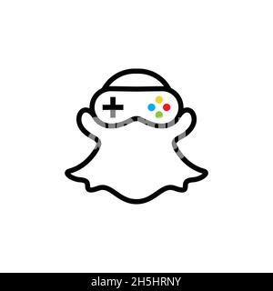 vector design. logo created from combination of Ghost and stick game. Stock Vector