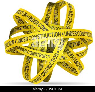 Under construction tape on a white background. Vector illustration. Stock Vector