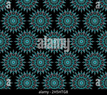 Illustration of a gradient mandala pattern on a dark background. invitation card, ramadan, promotional media banner Stock Vector