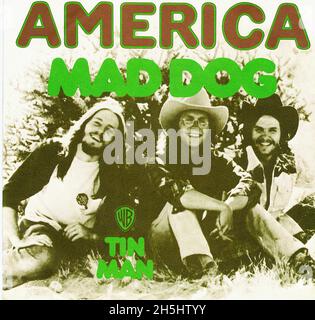 Vintage single record cover - America - Tin Man - Mad Dog - D - 1974 Stock Photo