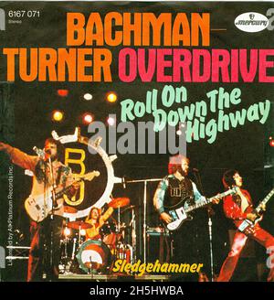 Vintage single record cover - Bachman Turner Overdrive - Roll On Down The Highway - D - 1974 Stock Photo