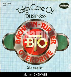Vintage single record cover - Bachman Turner Overdrive - Takin' Care Of Business - D - 1973 Stock Photo