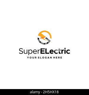 minimalist SuperElectric stun electro logo design Stock Vector