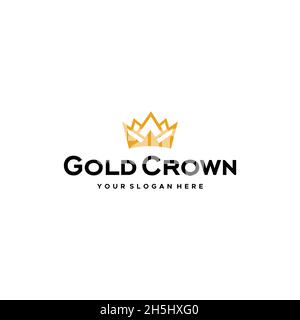 minimalist GOLD CROWN king luxury logo design Stock Vector