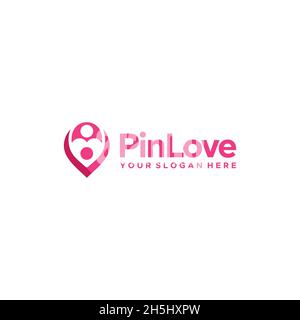 flat colorful PinLove circle community logo design Stock Vector