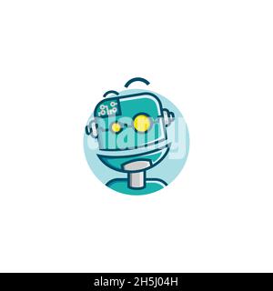 vector illustration. logo created from shape of smile robot design. Stock Vector
