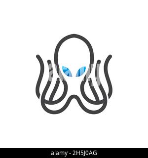vector design. logo created from cool Octopus with alien style. Stock Vector