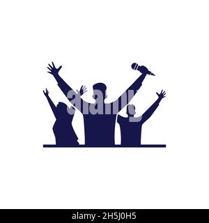 Vector design. logo created from shape of any people with speech Oration. Stock Vector
