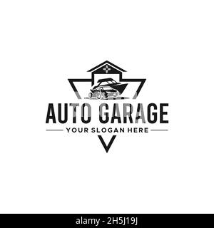 flat AUTO GARAGE vehicle silhouette logo design Stock Vector