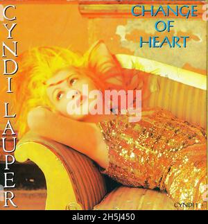 Vintage single record cover - Lauper, Cyndi - Change Of Heart - UK - 1986 Stock Photo