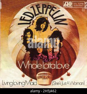 Vintage single record cover - Led Zeppelin- Whole Lotta Love - 1969 Stock Photo