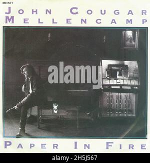 Vintage single record cover - Mellencamp, John Cougar - Paper In Fire - D - 1987 Stock Photo