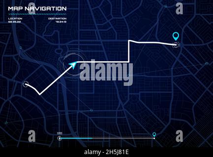 City map navigation interface. GPS navigator vector screen, street ...