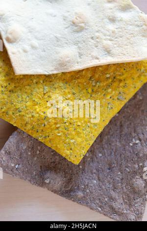 Grain Crispbread, Different Types of Cereal Crackers Stock Photo