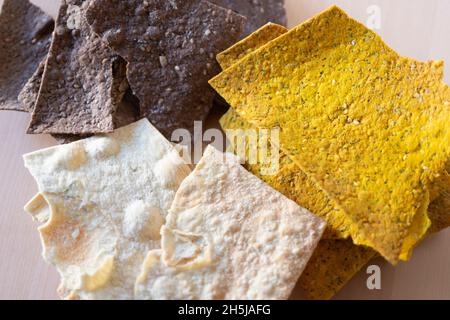 Grain Crispbread, Different Types of Cereal Crackers Stock Photo