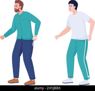 Bothered men semi flat color vector characters set Stock Vector