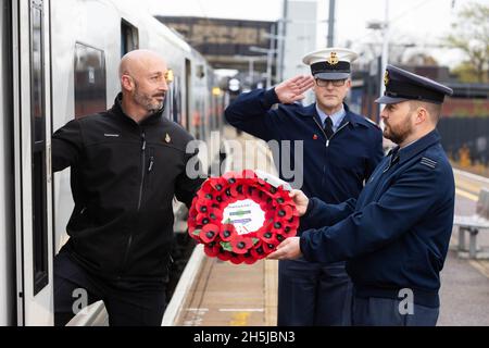 EDITORIAL USE ONLY (Left-right) Thameslink driver, Noel Hughes, Oliver ...