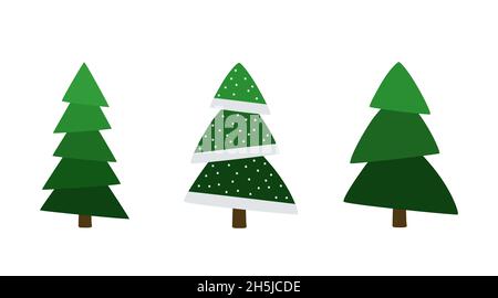 Christmas. Set of Christmas trees with festive decoration. Vector illustration Stock Photo