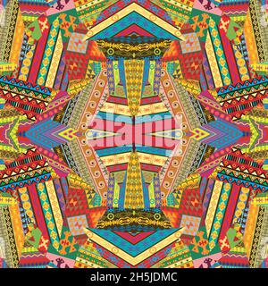 Colorful ethnic patchwork background design Stock Vector
