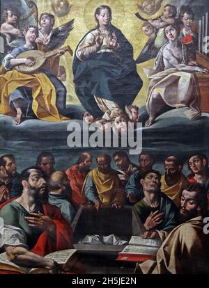 Painting 'The Assumption of the Virgin' by Juan de Valdés Leal, circa ...