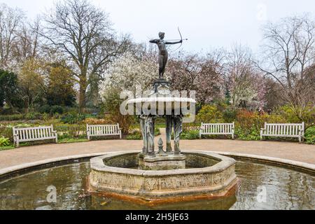 London, United Kingdom; March 15th 2011: Huntress Fountain in Hyde Park. Stock Photo