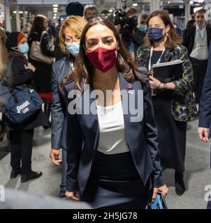 Glasgow, Scotland, UK. 10th November 2021. Day eleven  of the climate summit and Alexandria Ocasio-Cortez attends meetings. She has served as the U.S. Representative for New York's 14th congressional district since 2019, as a member of the Democratic Party. Iain Masterton/Alamy Live News. Stock Photo