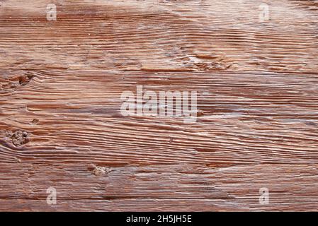 Detail of a Textured walnut wooden table view from above Stock Photo