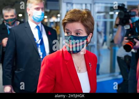 Glasgow, Scotland, UK. 10th November 2021. Day eleven  of the climate summit and  First Minister of Scotland Nicola Sturgeon attends meetings .Iain Masterton/Alamy Live News. Stock Photo