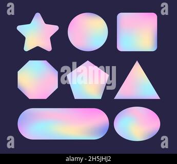 A Vector Illustration Of A Shiny Holographic Sticker Isolated On A Gray 