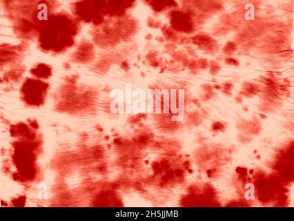 Red Dyeing Pattern. Abstract Circle Painting. Stock Photo