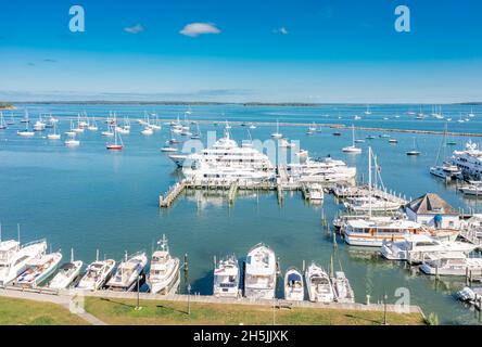 Aerial image of Sag Harbor, NY Stock Photo