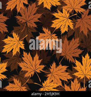 Maple Leaf Autumn seamless pattern. Digital Illustration background. Stock Vector