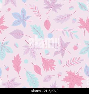 Autumn leaves seamless pattern. Digital Illustration background. Stock Vector
