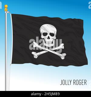 Jolly Roger Pirate flag, vector illustration Stock Vector