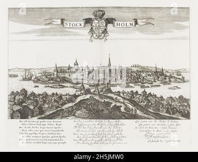 Stockholm - A late 17th Century copper engraving by Seger Tilemans Stock Photo