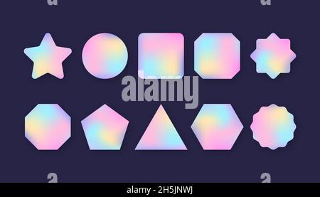 Holographic stickers. Blank rainbow shiny emblems. Vector stock illustration. Stock Vector