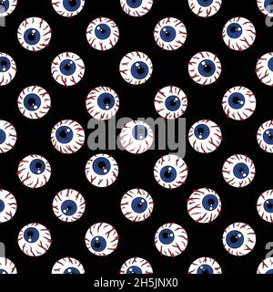 Eyeballs seamless pattern. Spooky digital illustration background. Stock Vector