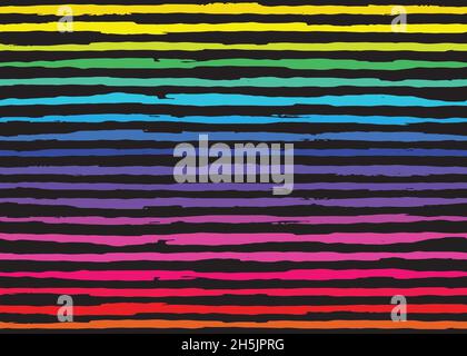 Bold rough rainbow stripes seamless pattern. Digital ink Illustration Background Stock Vector