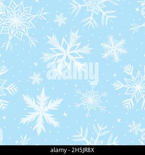 Abstract Snowflakes seamless pattern. Digital Illustration Background Stock Vector