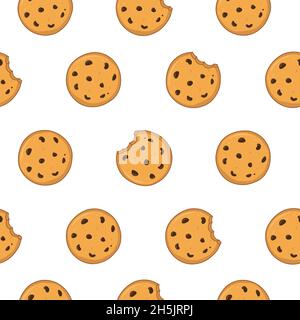 Cute Cartoon chocolate cookies seamless pattern art Stock Vector