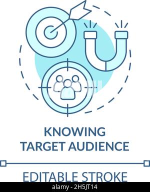 Knowing target audience blue concept icon Stock Vector